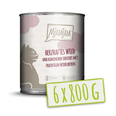 Produktbild von MjAMjAM herzhaftes Wild & Kaninchen an fruchtigen Heidelbeeren, Adult, jede Rasse, Spiel, Kaninchen, 800 g, Getreidefrei