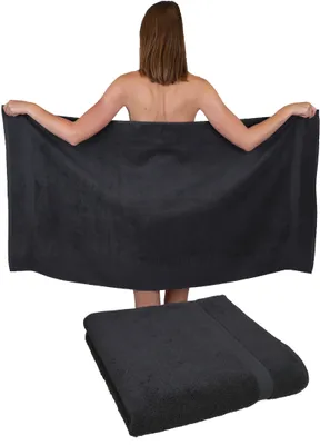 Produktbild von Betz 2 Stück Duschtücher 70 x 140 cm PREMIUM 100% Baumwolle Liegetuch Strandtuch   Farbe: graphit