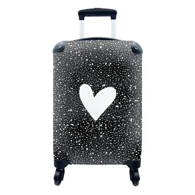 Obrázek produktu pro Kufr Příruční zavazadlo na kolečkách Malý cestovní kufr na 4 kolečkách Design - láska - srdce - Velikost kabiny < 55x40x23 cm a 55x40x20 cm -