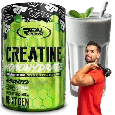 Image de Monohydrate de créatine en poudre Kraft REAL PHARM CREATINE 500 g Saveur : naturelle