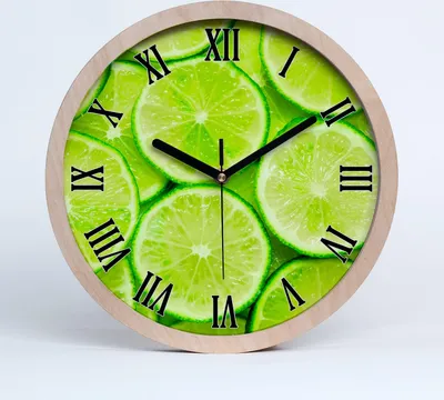 Produktbild von Holzuhr 25fi cm wanduhr - schwarze Spitzen - Limette