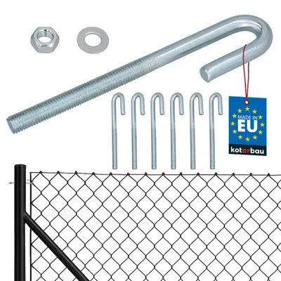 Image de KOTARBAU® Lot de 6 Tendeur Grillage M10 Tendeur Cable Clôture Acier Galvanisé Crochet Fileté avec Écrou et Rondelle Tendeur Fil de Fer Argenté Ouvert