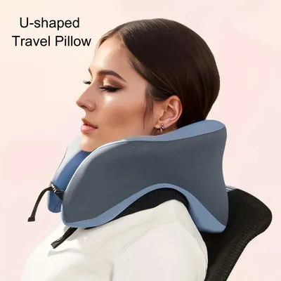 Produktbild von STUNQ® Reise Nackenkissen U-förmig Nackenstütze Memory Foam Kopfstütze Flugzeug Auto Büro