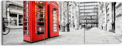 Produktbild von Bild auf Leinwand - Leinwandbild - Telefon London Kultur - 150x50cm - Wand Bild - Wanddeko - Leinwanddruck - Bilder - Kunstdruck - Wanddekoration - Leinwand bilder - Wandkunst - CA150x50-2595