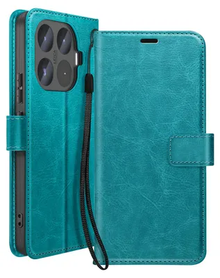 Produktbild von Mayaxess, Geldbörsenhülle für Xiaomi 17T Pro mit Handschlaufe und Ständer, Türkis