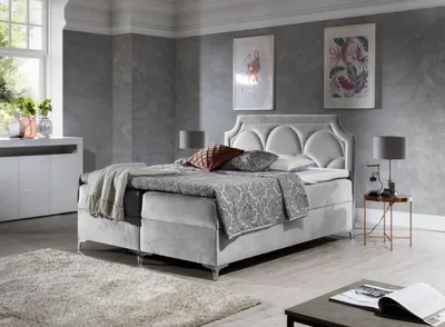 Produktbild von Luxusbett CASSANDRA – 120x200, Grau + GRATIS Topper