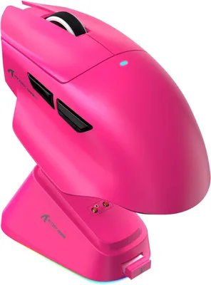 Produktbild von Maus mit magnetischer Ladestation, PixArt PAW3311 Gaming-Sensor, 25.000 DPI, 500-mAh-Akku, Bluetooth-/kabellos-/kabelgebunden, ergonomisch
