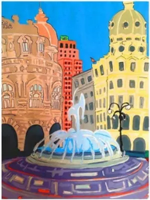 Image de Peinture par numéros : Fontaine sur la place, 50x40 cm, avec cadre. Créatif