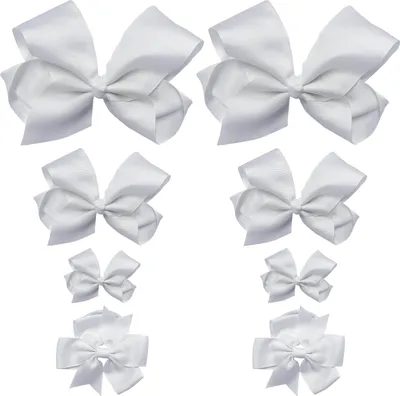 Produktbild von 6 Stück Haarklammern mit Schleife - Haaraccessoires für Mädchen - Haarklammern aus Satin - Kinderstirnband - Weiß.