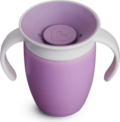 Zdjęcie produktu dla Munchkin - Kubek niekapek Junior 360° z uszkiem 207 ml fioletowy