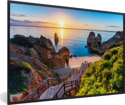 Produktbild von MuchoWow® MuchoWow® Gerahmtes Poster Strand - Meer - Portugal 90x60 cm - Poster mit zchwarzem Bilderrahmen - Fotorahmen - Foto-Plakat