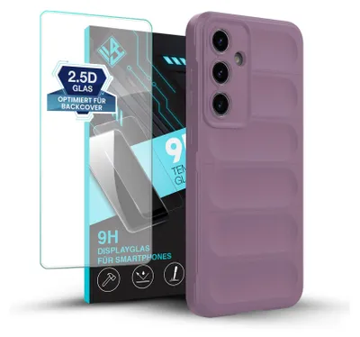 Produktbild von Handy Hülle für Samsung Galaxy S24 FE mit 9H Displayglas Displayschutz Plus Grip Case Cover Schutzhülle Softgrip Farbe: Violett