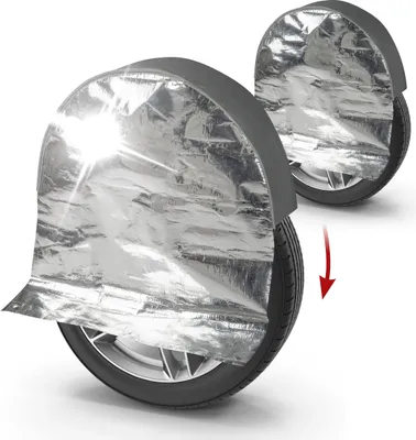 Produktbild von WALSER 2x Reifen-Thermoabdeckung, 2 Stück Radschutzhüllen bis 17 Zoll/195mm, Radabdeckung-Set, Reifentaschen-Schutzhülle, Reifenabdeckung silber