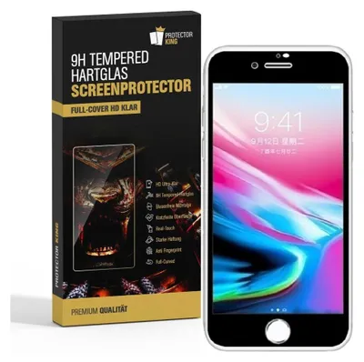 Produktbild von 3x 9H Hartglas für iPhone 7 FULL COVER Panzerfolie Displayschutz SW Schutzfolie HD KLAR Panzerglas Schutzglas