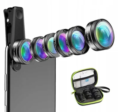 Produktbild von Apexel 6W1 Smartphone Objektiv-Set mit Makro, Fisheye