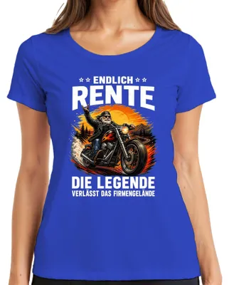 Immagine prodotto di Finalmente la pensione. T-shirt da donna "La leggenda se ne va", scritta con sarcasmo, colore blu, taglia 3XL