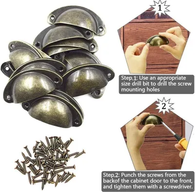 Productafbeelding van Antieke Vintage Schelpgrepen voor Meubels - 12 Stuks