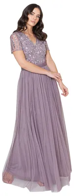 Produktbild von Maya Deluxe Damen Maya Deluxe Maxi Dress for Women Ladies Braidesmaid V-neck Plu
