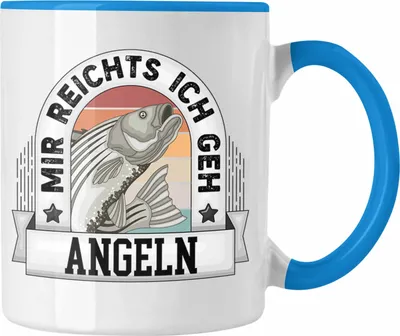 Produktbild von Trendation - Angeln Tasse Geschenk Lustiger Spruch Mir Reichts Ich Geh Angeln Becher Geschenkidee (Blau)