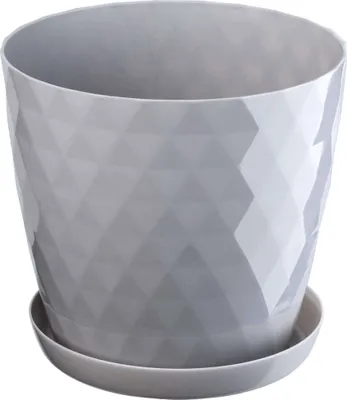 Image de KADAX Pot de fleurs en plastique "Amily", pot avec soucoupe. Pot à plantes, 30 cm, gris, 1 pièce