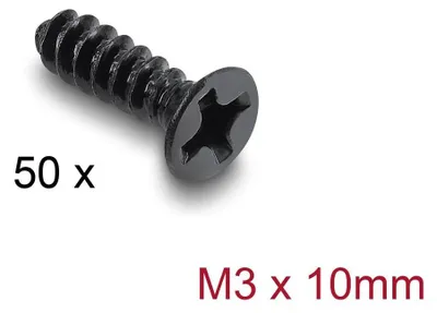 Immagine prodotto di Vite per ventola M3 x 10 mm, nera, 50 pezzi, a testa bombata, in acciaio