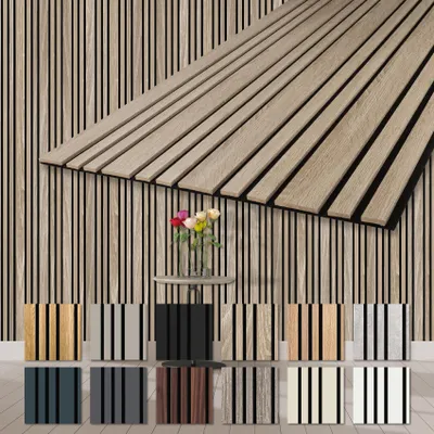 Produktbild von HEXIM Akustikpaneele 4 Stück 278x60cm Holz Mila - flexible Holzpaneele Platten Wandpaneele Wanddeko Kombipaneel Wandverkleidung Schalldämmung Akustikfilz braun (6.68m² Sonoma Oak)