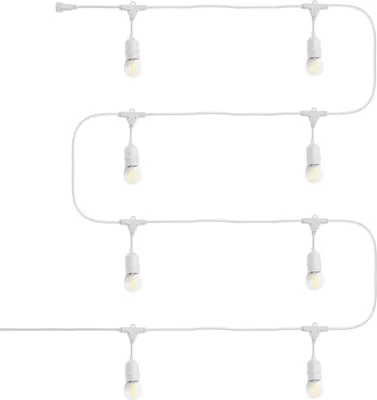 Produktbild von Set Girlande Waterproof 5.5 M Weiss + 8 LED Lampen E27 Filament 4 W 4000K Neutralweiß