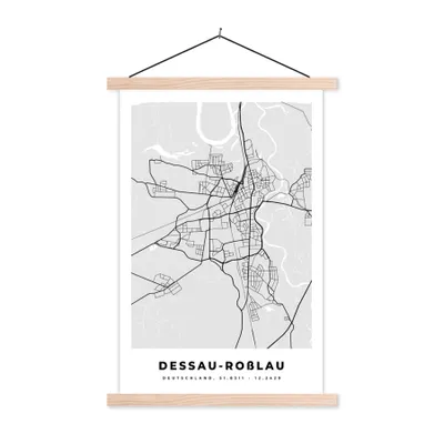 Produktbild von MuchoWow® Textilposter Deutschland - Stadtplan - Karte - Dessau-Roẞlau 120x180 cm mit holzfarbenen Rahmen - Textil-Plakat