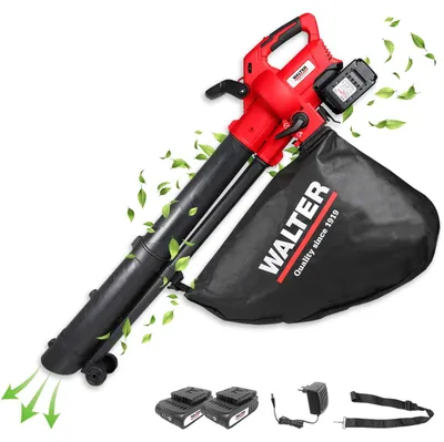 Produktbild von WALTER Professional Li-Ion Akku-Laubbläser und Laubsauger 40V, Blasgeschwindigkeit: 160-210 km/h, Einsaugvolumen 10,3 m³/ min, Laubsackkapazität: 45 l, geringes Gewicht von nur 3,4 kg, inkl. Tragegurt