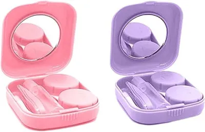 Productafbeelding van Draagbare Contactlenzenhouder Set - Mini Box Container voor Hygiëne en Reizen (Roze en Paars)