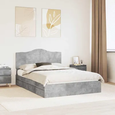 Obrázok produktu pre Maison Exclusive – Úložná posteľ, farba betónová sivá, rozmer 150 x 200 cm, materiál: drevovláknité dosky