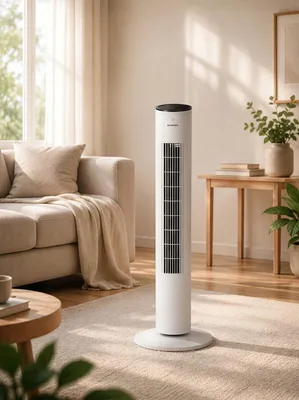Image de Ventilateur de sol blanc - Puissance de 50 watts - 3 vitesses - Oscillation de 60° - Avec télécommande