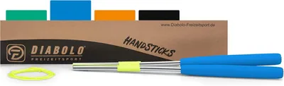 Produktbild von Diabolo-Handstäbe Aluminium mit Ersatzschnur | 160 cm Diabolo-Handstäbe In Blau | Diabolo-Stäbe mit Schaumstoffgriffen | Jonglierstäbe für Kinder