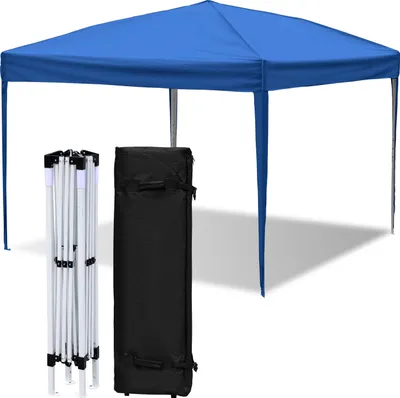 Produktbild von Aopunly Pavillon 3 x 3m Pop Up Faltpavillon Faltbar Gartenzelt, UV-Schutz 50+ Pavillons Partyzelte Festzelt für Camping / Garten / Hochzeit / Strand, ohn Seiten Blau