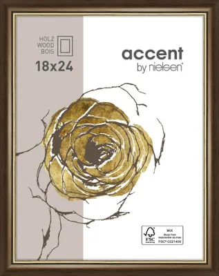 Obrázok produktu pre Drevený rám Ascot 30x40 cm tmavo hnedo-zlatý
