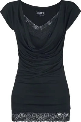 Produktbild von Black Premium by EMP Damen schwarzes T-Shirt mit Spitze S