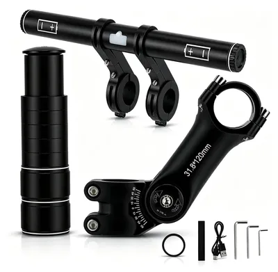 Produktbild von Verstellbarer Fahrradvorbau - MTB-Vorbau - Aluminiumlegierung - Lenkerklemmung 28,1–29,5 mm - Schwarz