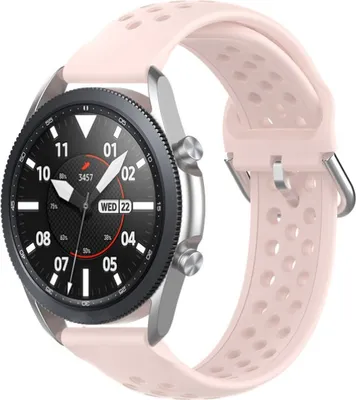 Produktbild von Strap-it Samsung Galaxy Watch 3 45mm Silikonarmband mit Löchern (Hellrosa)