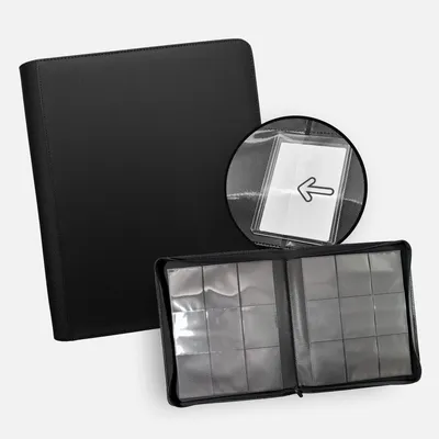 Produktbild von TCG Guru Toploader Zip Binder Xenon Schwarz 9-Pocket Sideloading