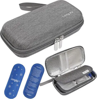 Produktbild von Kühlbox mit Kühlelementen grau für Diabetiker