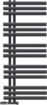 Produktbild von LuxeBath Design Badheizkörper, 500x1200 mm, Anthrazit, Anschlussgarnitur und Thermostat Eck Wandanschluss, ohne Heizstab
