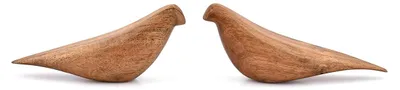 Vogelstatuen aus Acacia-Holz, Set von 2, 15,87 cm