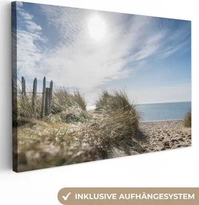 Produktbild von OneMillionCanvasses® - Leinwandbilder - 140x90 cm, Sonne - Wolken - Strand, Wandbilder Kunstdruck Wanddekoration