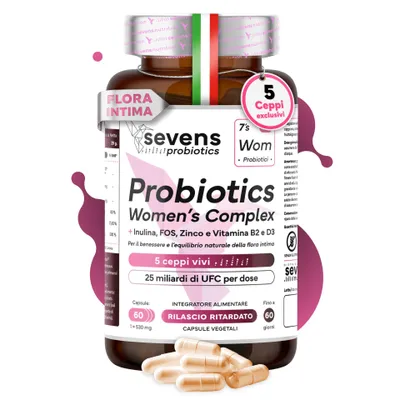 Immagine prodotto di Probiotici per donne in capsule, 5 ceppi con Lactobacillus 12,5 miliardi di UFC, 60 capsule – Sevens