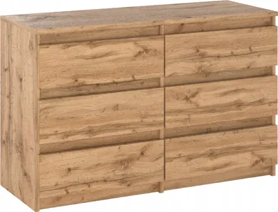 Image de Commode à 6 tiroirs Chêne Wotan 100x33,5x71,5 Sideboard Armoire à tiroirs pour salon Chambre à coucher Meubles de rangement Armoire à vêtements