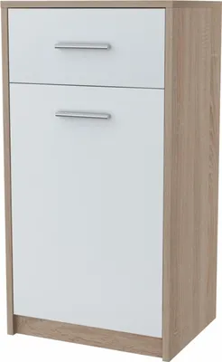 Produktbild von MATKAM Regal 1D1S B40xH75xT35cm, 1 x Schublade und 1 x Fach mit Tür, ideal für Büro, Diele´, Wohnzimmer, Jugend- oder Kinderzimmer (Sonoma Eiche-weiß)