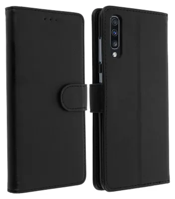 Image de Avizar, Portefeuille Flip Cover, étui à rabat en similicuir pour Samsung Galaxy A70, Noir