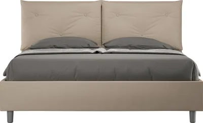Produktbild von ITYHOME - Gepolstertes Bett mit Bettkasten 160x210 mit Kunstlederbezug Taubengrau Appia