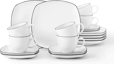 Produktbild von Seltmann Weiden Lido Black Line eckig Kaffeeservice 18tlg.