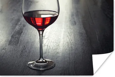 Produktbild von MuchoWow® Poster Glas Rotwein auf einem Holzteller 90x60 cm - Schlafzimmer